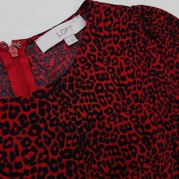 Loft Red Black Animal Print Maxi Dress Sz 0 - Picture 5 of 13